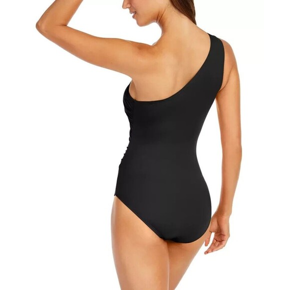 Michael Kors Embellished One-Shoulder Underwire One-Piece Swimsuit, Black, 4 - Picture 2 of 3